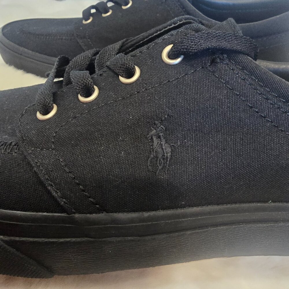 Polo Ralph Lauren Faxon X Men's Triple Black Pony Sneakers Sizes NEW Canvas - Picture 3 of 10